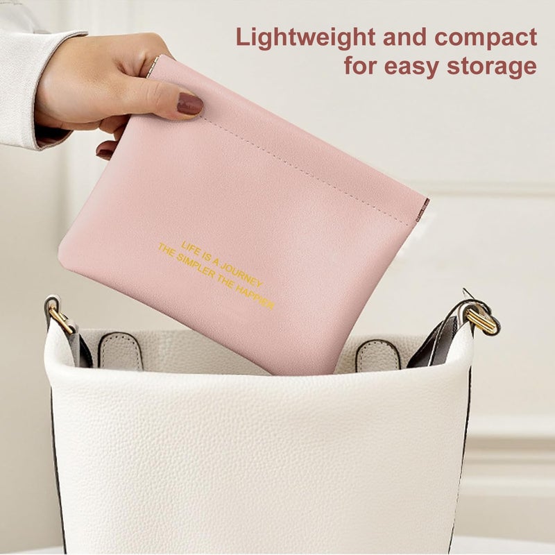 Frnoip 6 Pack small makeup bag for purse, snap closure leather organizer pouch,New lipstick pouch, portable mini storage bag,Two sizes Coin Purse Organizer Storage Pouch （Green + Pink + White - Image 5